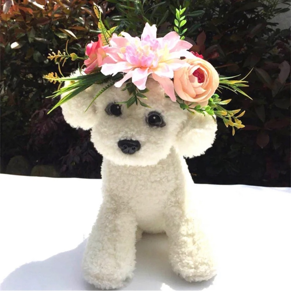Small Pet Floral Crown or Collar Photo Prop for Dog and Cat